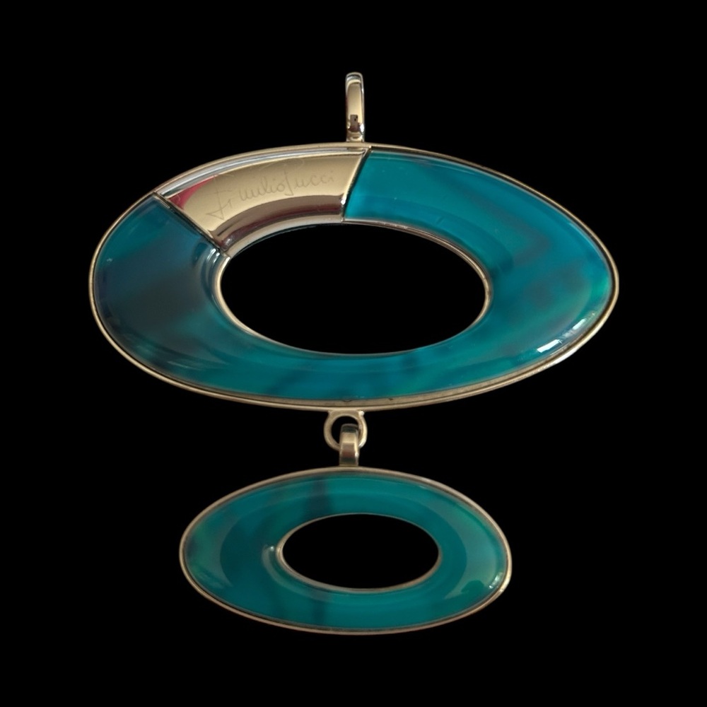 Signed Emilio Pucci Pendant in resin and silver tone metal 1980s - Picture 2 of 3